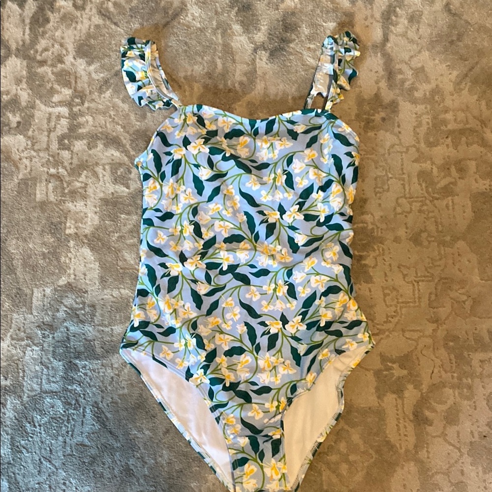 Floral One-Piece Swimsuit with Ruffle Straps
